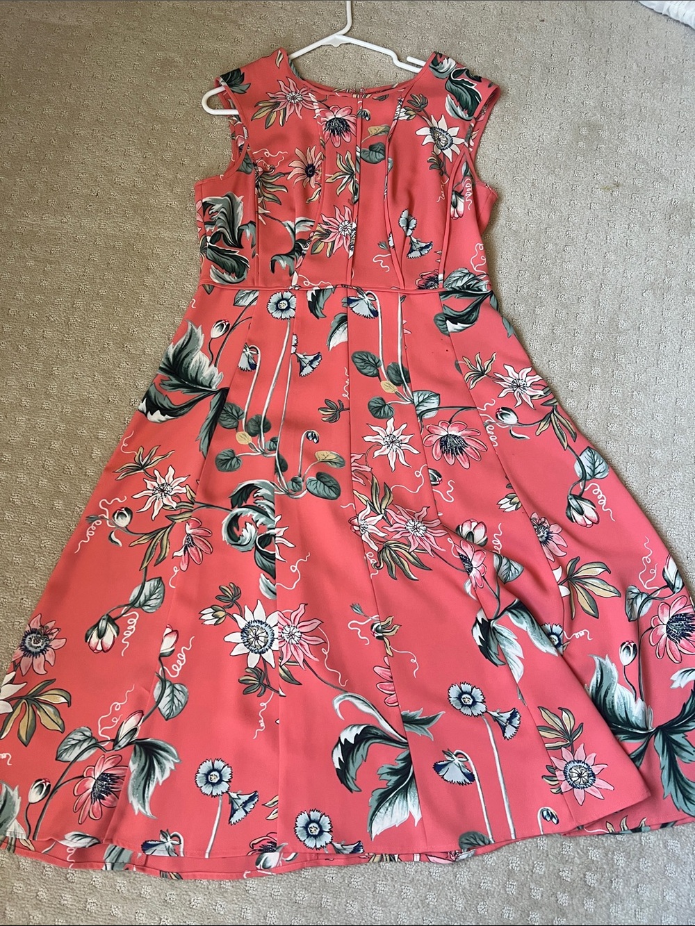 Ann Taylor Coral Floral Fit-and-Flare Dress